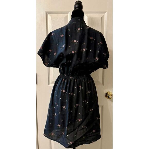 Stockholm Atelier X Other Stories Floral Print Dark Blue Wide Short Sleeve Dress - Picture 5 of 11